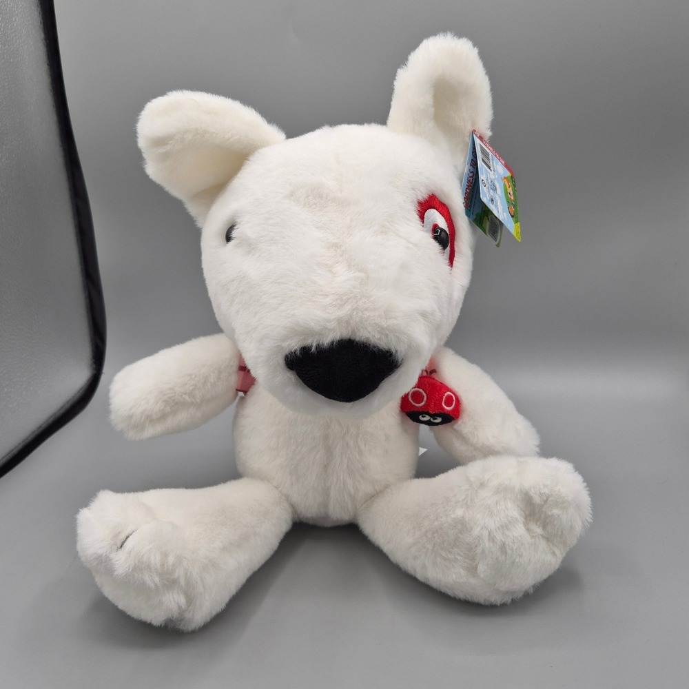 Target Bullseye Dog Plush Goodness to Give White Bull Terrier Plaid Backpack NEW